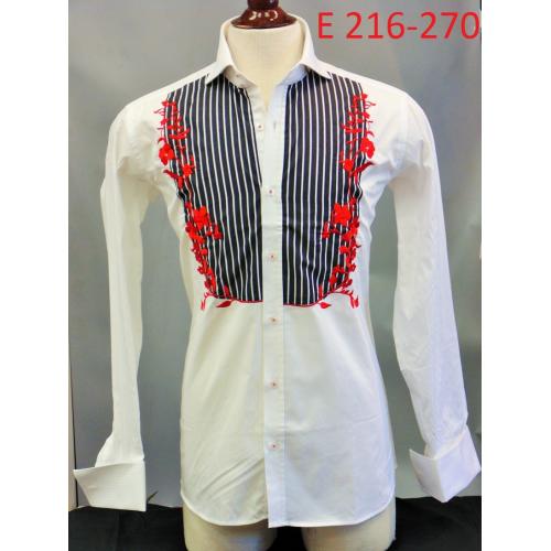 Axxess White / Black / Red Flower Embroidery Dress Shirt E 216-270